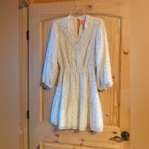 Lilly Pulitzer Joelle Metallic White Dress NWOT